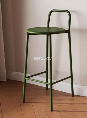 现代简约轻设IHT计师户奢外吧台椅用酒凳网家红靠背休闲高吧脚凳