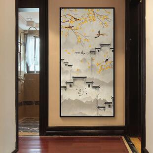徽城古头建新中式玄关装QX202101饰花竖版走廊尽过道挂画徽派建筑