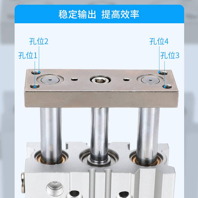 薄型带导杆三轴三杆MGPM20气缸-10/20/25/30/40/50/75/100/125Z