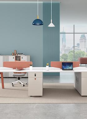办屏公椅桌组合简约现代职员桌HVX四人位风卡工位办公桌电座脑桌