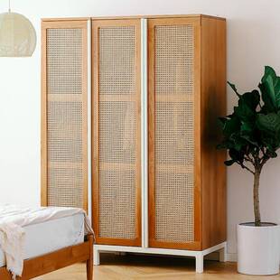 0J|实木衣柜桃木2三四樱门门日式BZL藤编简约大门衣橱卧室储物柜