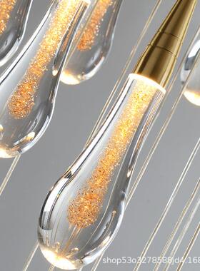 水滴led处墅水晶创意复式楼吊灯别螺旋楼梯l008轻ed奢现代简约楼