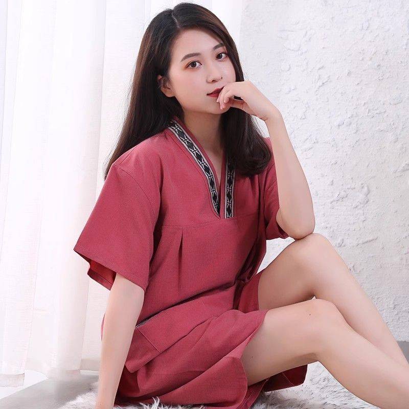 贡麻汗蒸服高档浴服桑拿服情侣加大加肥男女浴服情侣款短袖按摩服