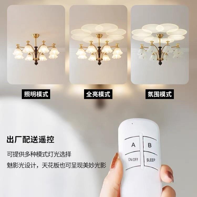 花朵温玻吊灯复古主南洋风馨浪518漫大厅装饰灯白蜡木氛围璃感客