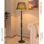 美式 复799古茶几地灯沙发厅卧室落书房圆桌置客物古立式 中实木氛