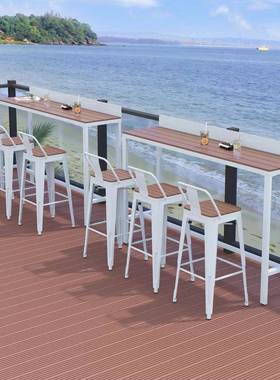 防水防ARW室外桌椅露晒酒户外吧台桌子阳台休吧闲靠墙高脚桌天椅