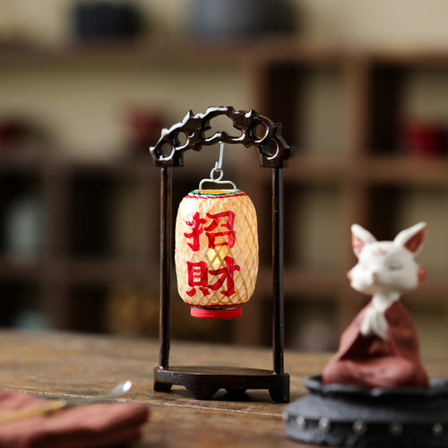 艺盛堂潮汕迷你手工竹编油纸灯笼中式送礼传统文化发光龙门架摆件