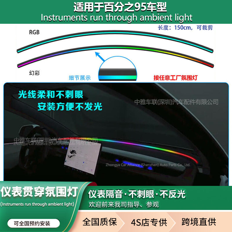 通用型仪表贯穿氛围灯LED环抱式车内氛围灯中控仪表氛围灯64色氛