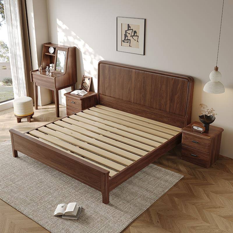 实木床约北美黑胡木X-8231＃双人床18.m桃现代简主卧大床中式轻奢