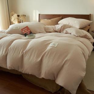 新款 床上四件套A类母婴级纯棉双层纱纱棉三件套日简约5011单床 式