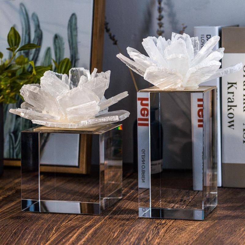 水新球摆品件自然晶花石晶饰品书房客厅样板2707间桌面软装饰轻奢