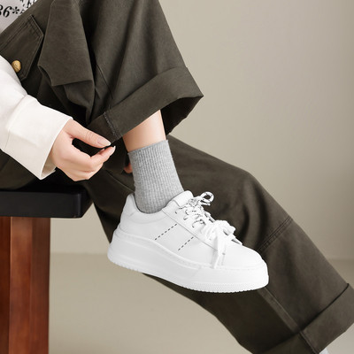 头层牛皮轻盈百搭小白板鞋