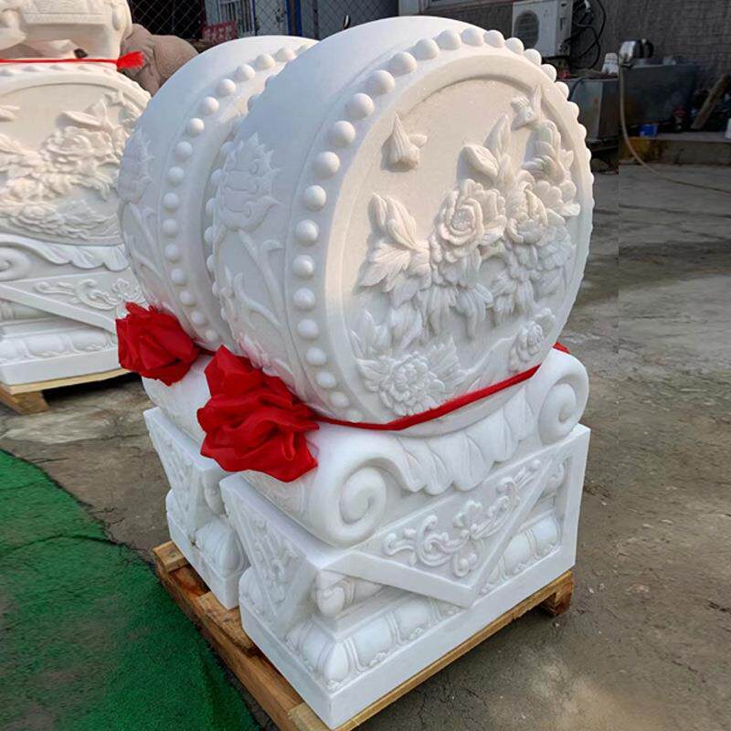 石雕门墩汉白玉小象门鼓大理石抱鼓石一对别墅庭院门口摆件