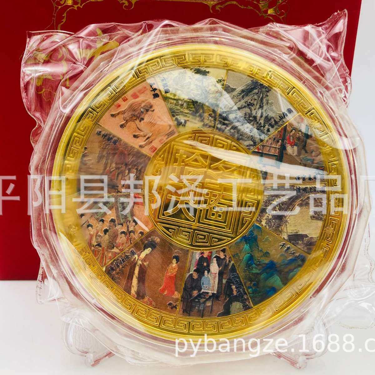 十大名画1000克彩色纪念章镀金公斤章清明上河图百骏图圆章可代发
