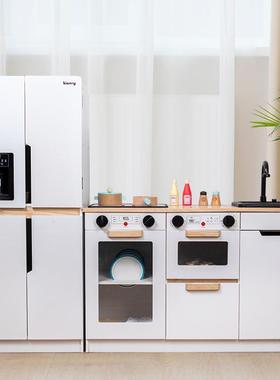 kienvy儿童厨房玩具木质过家家冰箱灶台套装女孩仿真做饭厨具玩具