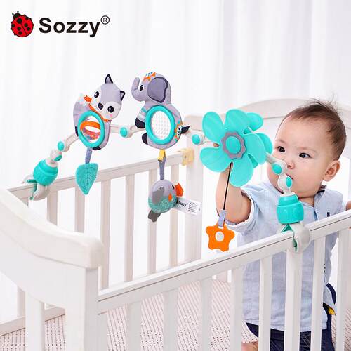 Sozzy新品宝宝安抚益智新生儿手推车婴儿车挂件床夹车夹玩具