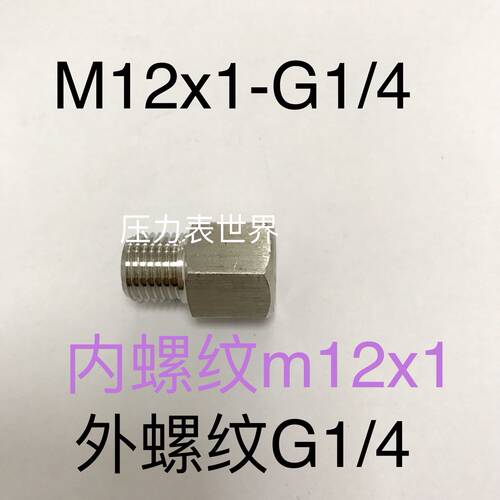 M12x1-G1/4 不锈钢转接头 内螺纹m12x1 外螺纹G1/4 外螺纹两分