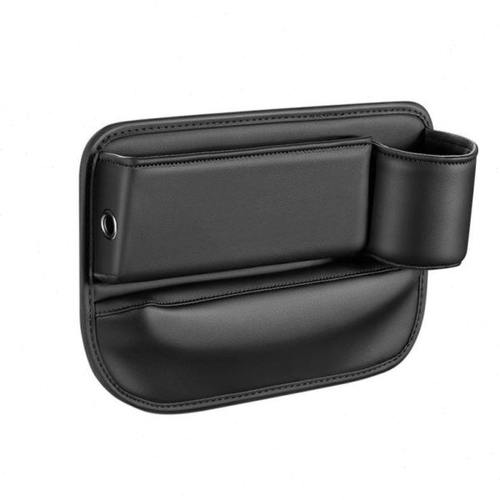 车载带水杯位汽车夹缝收纳盒黑色储物盒缝隙夹皮革车载置物