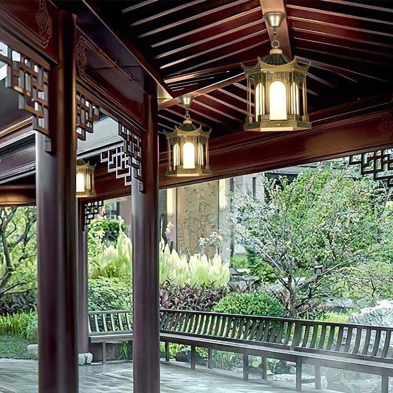 新中式户外仿古灯笼室外庭院花园宫廷凉亭走廊别墅大门口防水吊灯