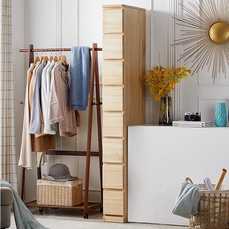 实木抽屉式收纳柜子整装50长深家用卧室五斗多层T夹缝隙储物小边