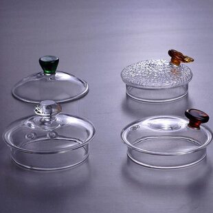 1侧把锤纹木珠盖蒸茶壶煮茶壶盖子纯手工玻璃盖