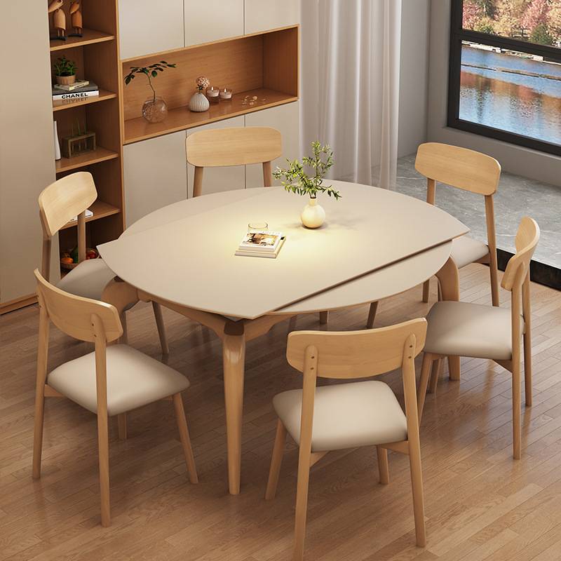 可小户型家用轻奢椅子2024简约现代岩板餐桌新款伸缩饭桌现代简约