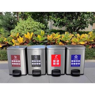 不锈钢分类垃圾桶商业大容量有盖办公室公共场所酒店脚踏垃圾桶