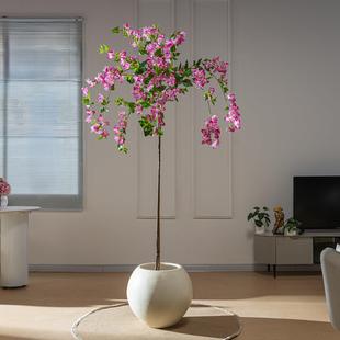 彷真植物三角梅假花树落地盆栽大型假树高级彷生绿植摆件客厅装饰