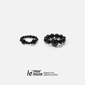 叠戴新主义 Murmure 獨家典藏天然宝石纯手工黑玛瑙双指戒指