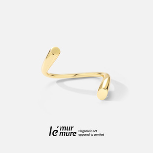 古希腊几何美学Italy纯手工獨家开模18k金开口双指戒 Murmure