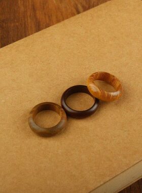 天然正宗檀木戒指一对男女情侣民族风个性绿檀血檀黄金檀木质指环