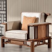 U型123组合真皮布艺客厅木蜡油家具 全实木别墅 新中式 乌金木沙发