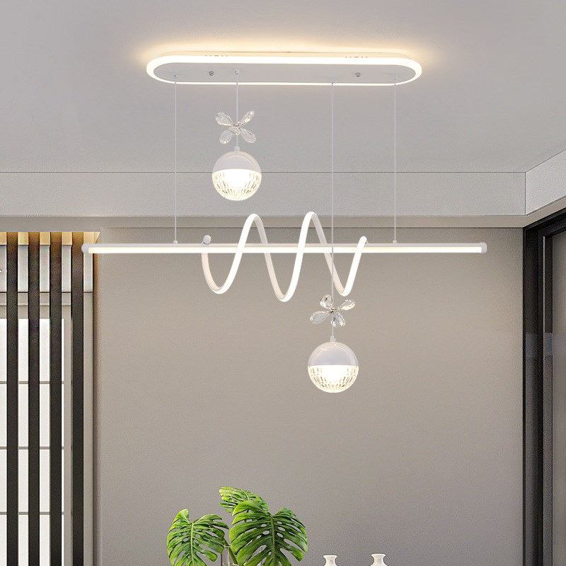 餐厅吊灯现代简约黑白色极简创意长条形吧台饭厅餐R桌灯具2024新