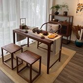 黑胡桃木阳台茶桌椅组合家用小茶台现代简约小户型实木高级泡茶桌