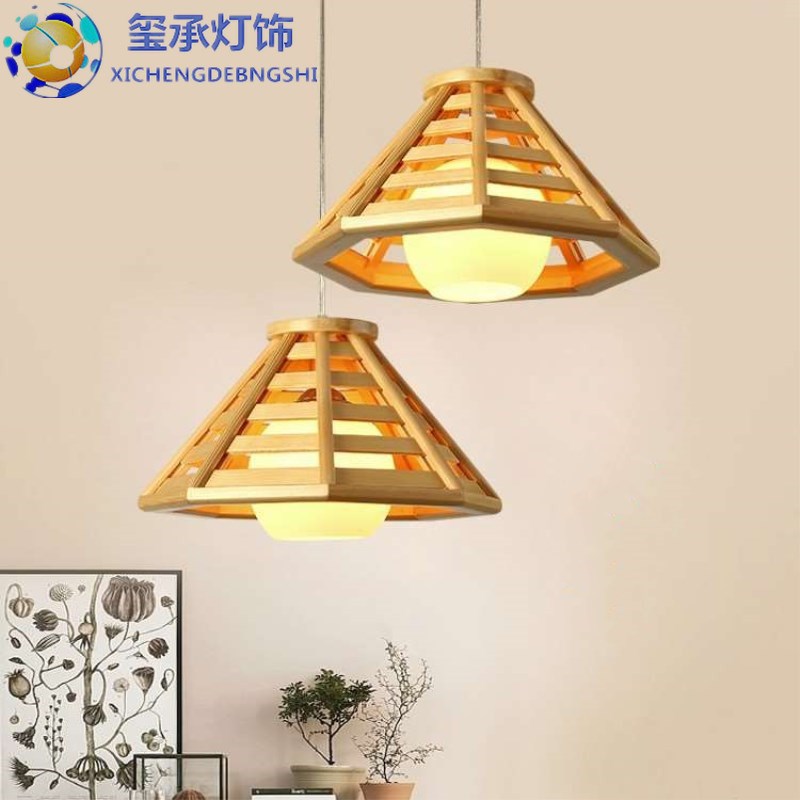 简约田园餐d厅木艺吊灯创意木质榻榻米咖啡厅室灯吧台露台木艺灯