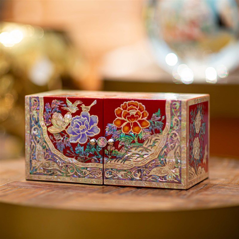 高档螺钿漆器首饰盒结p婚订婚生日礼物非遗平遥推光漆器国风收纳