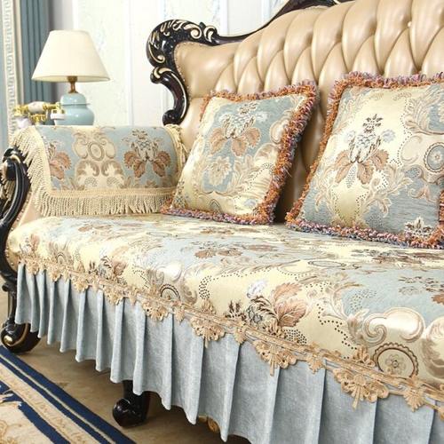 欧式沙发垫布艺皮沙发防滑坐垫四季通用后背巾贵妃脚踏全包罩定做