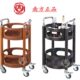南方圆形酒水车双层服务车手推工作车酒店茶吧饮料甜点车实木C
