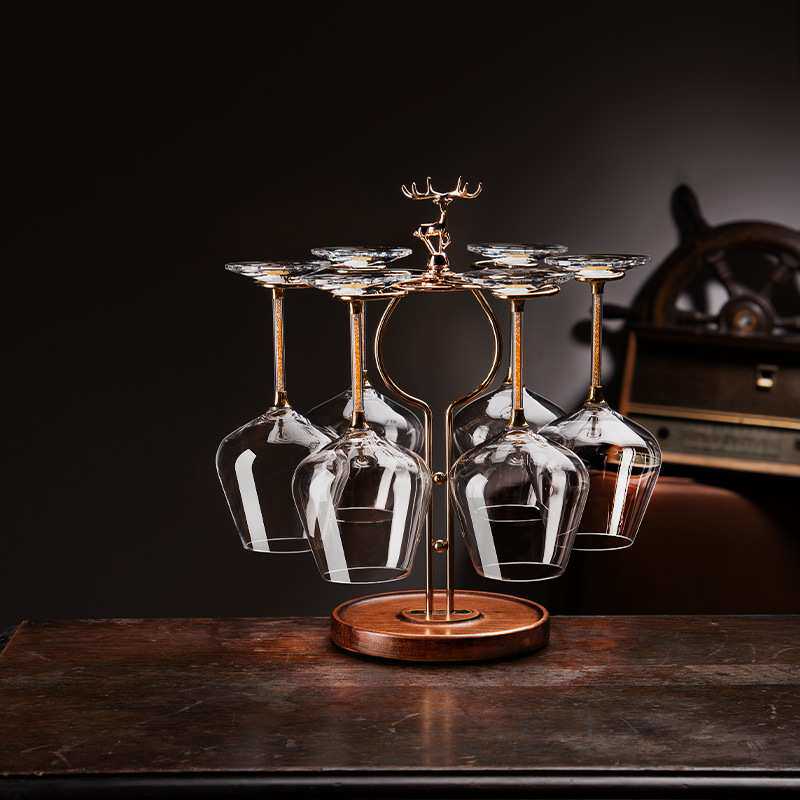 创意高端红酒杯水晶玻璃高脚杯家用商用酒杯旋转水晶杯架杯子套装