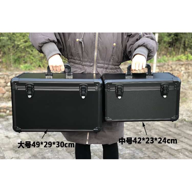 大中号黑色铝合金多功能手提仪器箱 航模双控工具箱配隔板海绵