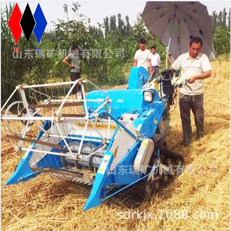 小型水稻收割机全喂入式家用稻谷收获机履带式收麦机新款收谷机