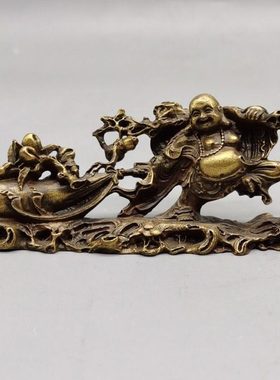 包邮纯铜弥勒佛摆件黄铜布袋和尚福满乾坤大肚笑佛客厅招财工艺品