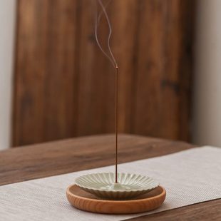 宋青线香器 陶瓷香炉禅意香薰炉室内檀香沉 香插香座线香底座家用