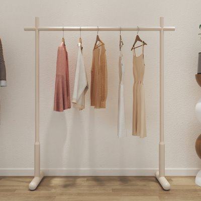 晾衣架落地家用房间卧室内简易置衣架高级客厅网红奶油风挂衣杆