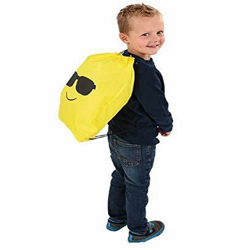 现货创意个性可爱表情包双肩抽绳袋涤纶束口T袋收纳袋背包袋