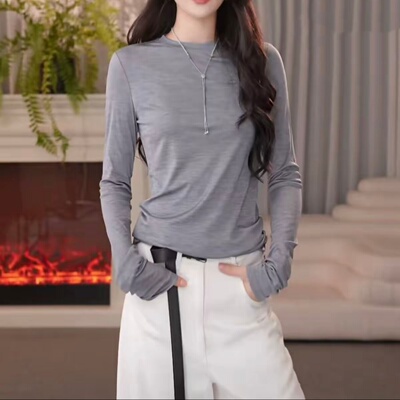 阿玛施秋季百搭圆领爆款长袖内搭