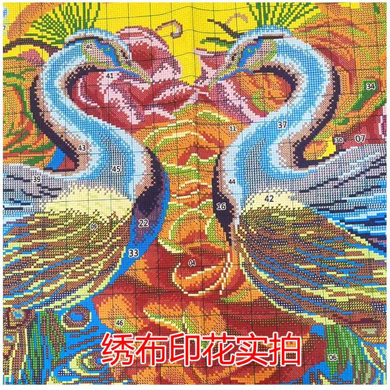 工厂 荣华富贵十字绣孔雀新款线绣客厅满绣大幅风景十字绣