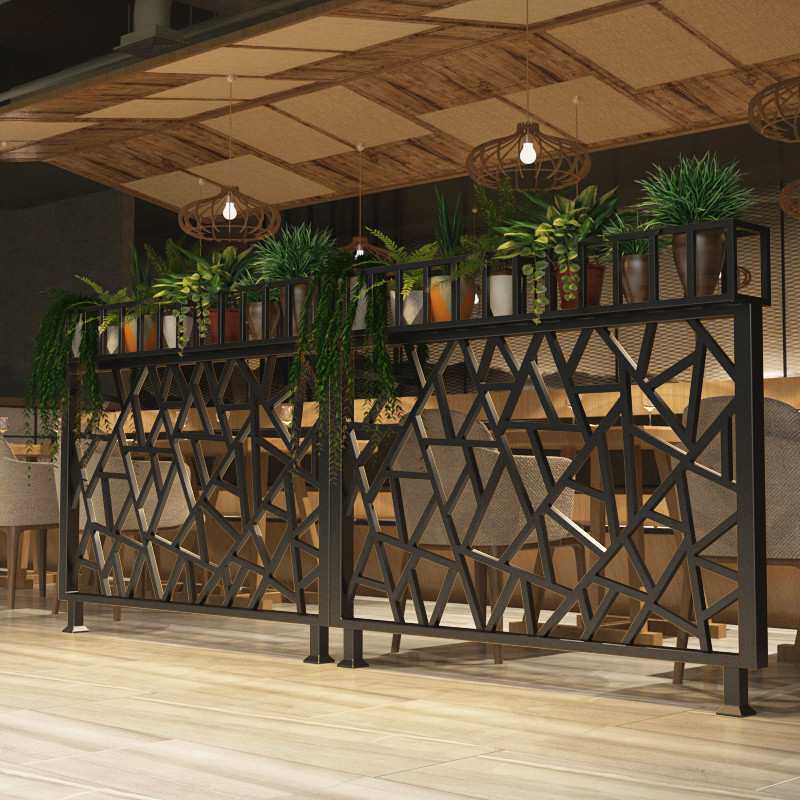 铁艺屏风饭店绿植矮工业风隔断酒吧餐厅火锅围栏花架烧烤店护栏