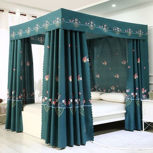 家用床帘防尘顶防风遮光布卧室单双人床幔1.5m蚊帐欧式 1.8米床2.0