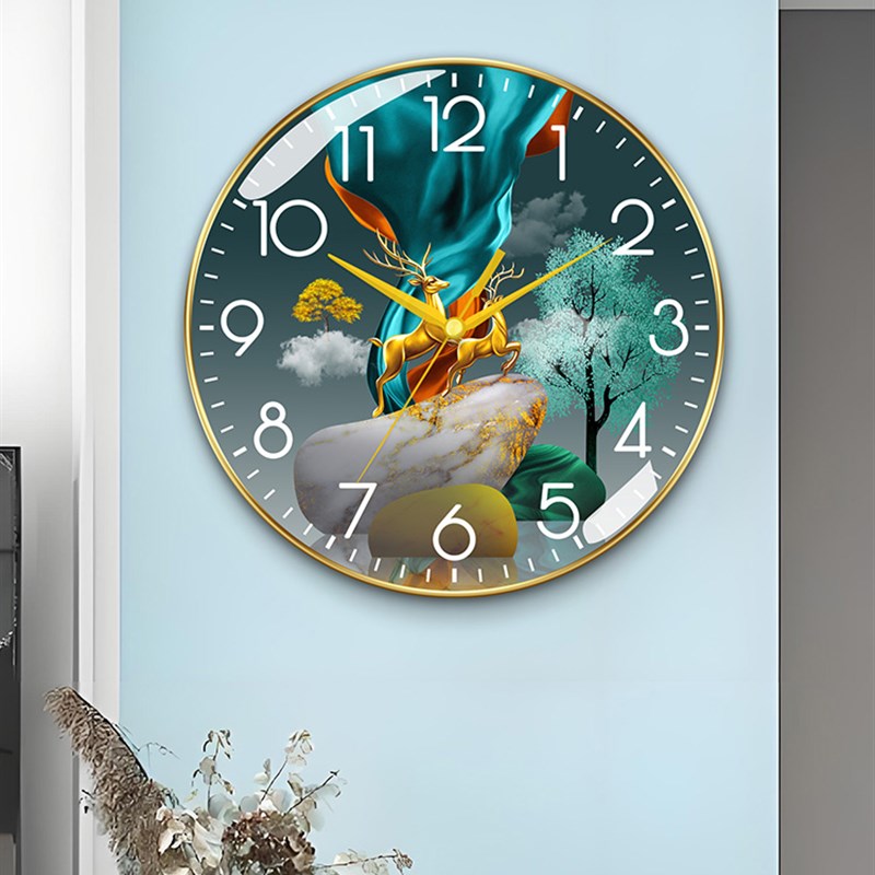 创意电波挂钟家用l客厅装饰钟表中式挂墙时钟电子万年历石英钟挂